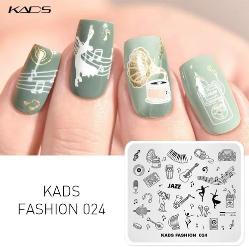 Vista 3 de KADS Nail Art Image Stamping Plates Guitar Pattern Music Fashion Image Plates DIY Plantilla de manicura (FA024)