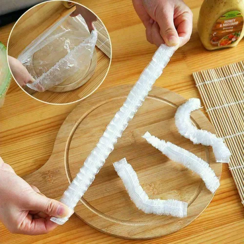 Vista 4 de Yeahgoshopping Cubierta de plástico desechable reutilizable para alimentos, fácil con tapas elásticas de cocina, cuencos también se utilizan como