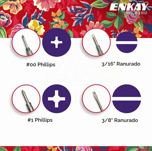 Vista 5 de Papa John's Toolbox, herramienta 6 en 1: martillo y destornillador floreados para mujer, Paquete de 10, 1