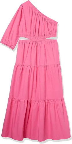 Vista 6 de The Drop Vestido midi escalonado de abril con un solo hombro para mujer