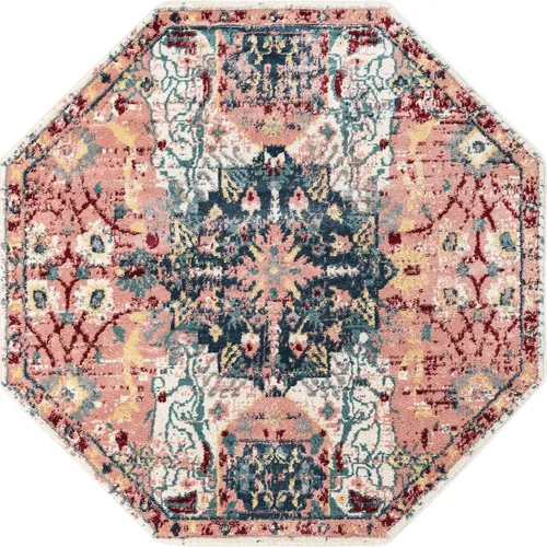 Vista 19 de Unique Loom Sumter Collection - Alfombra Aiken (2 x 6 pies, color rosa y azul)