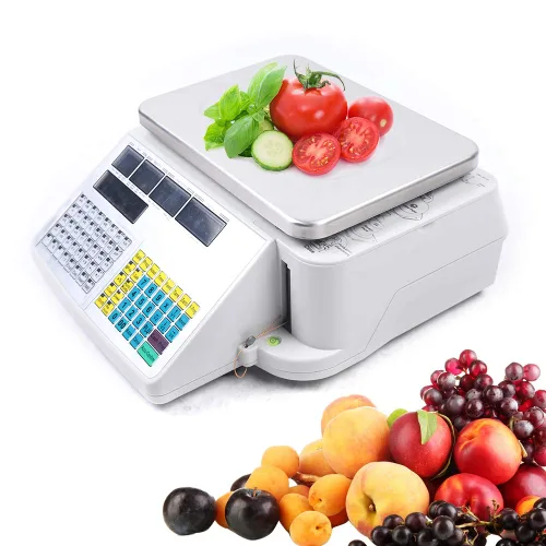 Vista 7 de Báscula digital de computación de precio de 66 libras y 66.1 lbs con impresora, báscula digital portátil de alimentos para cocina, delicatessen