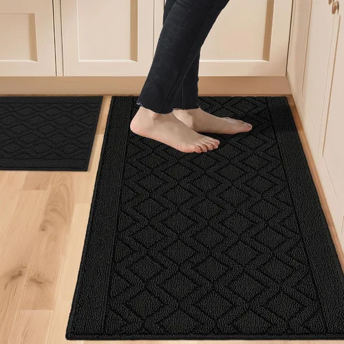 Vista 11 de COSY HOMEER Tapete de cocina antideslizantes, absorbentes para el piso, alfombra de cocina lavable, tapete de pie para fregadero, alfombra de Beige