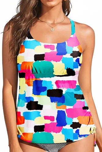 Vista 10 de Holipick Top de Tankini para Mujer Solamente Top de Traje de Baño Tankini Sin Parte Inferior Color Stripe2