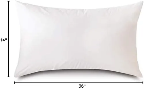 Vista 7 de Almohada rectangular de 14 x 36 pulgadas, hipoalergénica, de lujo, 100 % plumas, funda de algodón 100% batista, nunca envasada al vacío, sin olor