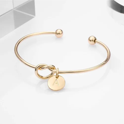 Vista 3 de Ursteel - Pulsera de diseño de nudo y abalorio de inical para dama de honor o para regalar