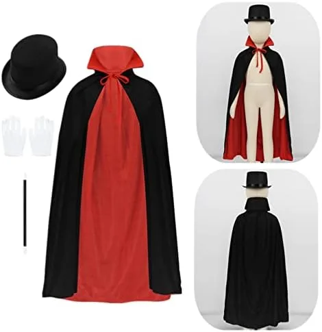 Vista 4 de RUNQHUI Disfraz de Halloween para niños, disfraz de mago, capa completa con accesorios