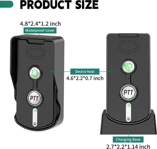 Vista 4 de Timbre de puerta inalámbrico, intercomunicador de 2 vías, puerta de comunicación, timbre con altavoz con control de volumen de largo alcance de 3280