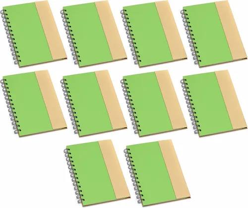 Vista 7 de DISCOUNT PROMOS Juego de 1 cuadernos de espiral ecológicos personalizados con bolígrafos, paquete personalizado a granel, perfecto para negocios