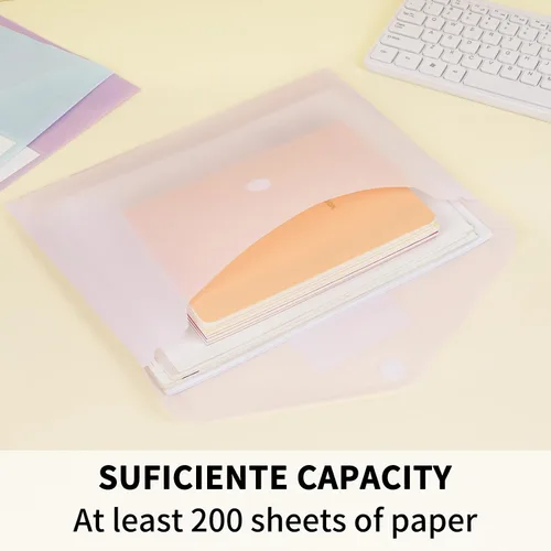 Vista 3 de EOOUT 7 sobres de plástico, carpetas de archivos de plástico para documentos, carpetas de archivos con cierre de con bolsillo para etiquetas