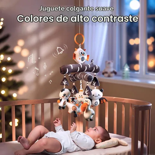 Vista 2 de TUMAMA - Juguete móvil para cuna de bebé en blanco y negro para 0, 3, 6, 9