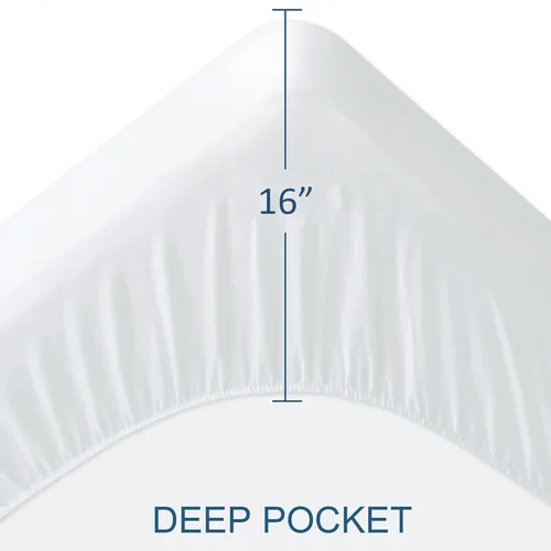 Vista 3 de Sleepdown Protector de colchón tamaño matrimonial, sábana bajera Blanco
