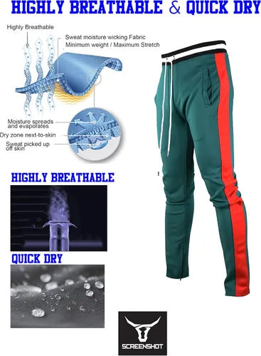 Vista 2 de SCREENSHOT - Pantalones deportivos para hombre, estilo hip hop, de alta calidad, ajustados, cómodos, atléticos, para entrenamiento, moda urbana