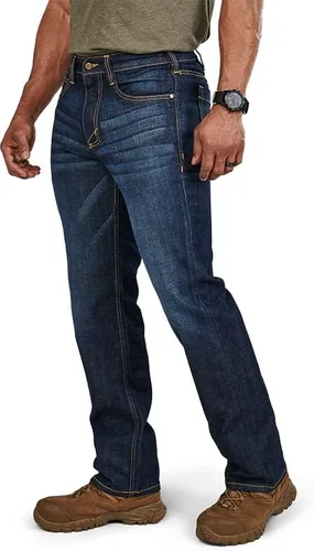 Vista 3 de 5.11 Tactical Defender-Flex Jeans de bota recta para hombre, tejido elástico mecánico, bolsillos clásicos, estilo 74477