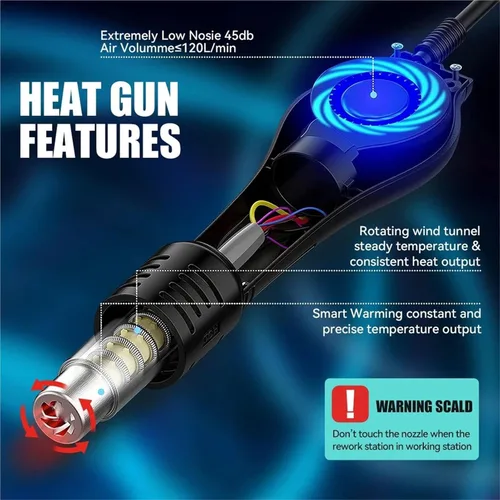 Vista 4 de Soldering Stations, Soldering Station 8586D Hot Air 2 in 1 Iron Welding Rework for BGA SMD PCB IC Repair