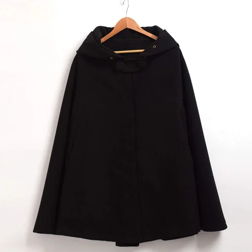 Vista 5 de GRACEART Capa de lana con capucha para mujer, capa de invierno para novia, boda, talla grande, abrigo grueso