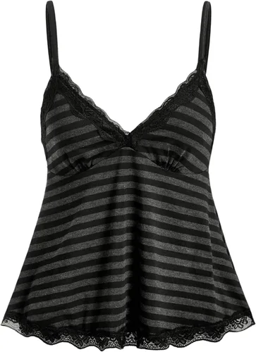 Vista 22 de SOLY HUX Tops tipo babydoll a rayas con encaje Y2K para mujer Negro (Black Polka Dots)