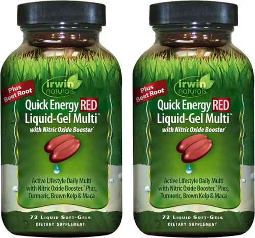 Vista 9 de Irwin Naturals Quick Energy RED - Gel líquido Multi con refuerzo de óxido nítrico, 72 cápsulas blandas líquidas, con refuerzo de óxido nítrico