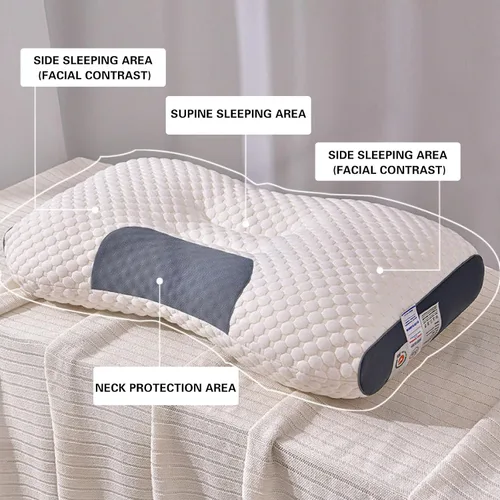 Vista 7 de Almohadas para dormir de lado, almohada de protección de vértebra cervical, almohada de cama de altura ajustable para dolor de cuello, almohada