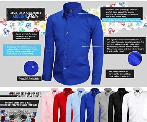 Vista 4 de Black n Bianco Camisa de vestir de satén de manga larga para niño