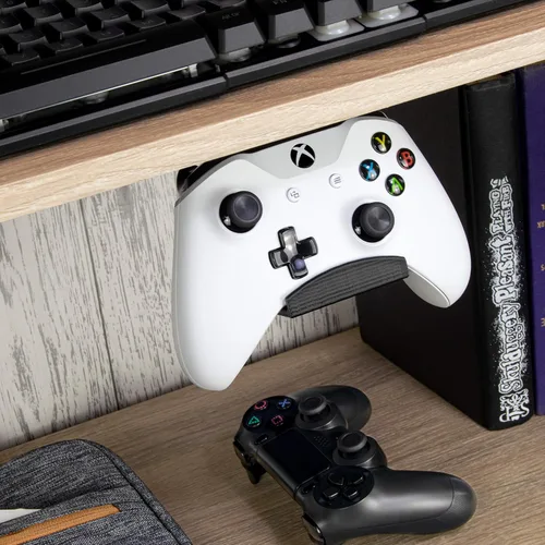 Vista 6 de BRAINWAVZ Gamepad Under The Desk Mount Holder Hanger for XBOX One, Switch, PS4, PC, Steam, Steelseries & Most Game Controllers, No screws, VHB Tape