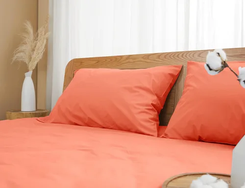 Vista 7 de Juego de 2 fundas de almohada tamaño Queen 100% algodón percal Coral