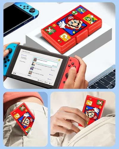 Vista 6 de oqpa for Nintendo Switch Game Case for SwitchOLEDLite Game Card with 24 Game Slots & 2 Micro SD Card Slots Cute Cartoon Design Holder for Switch
