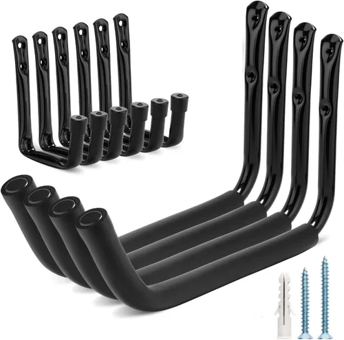 Vista 13 de Ganchos de almacenamiento de garaje y jardín, colgador de brazo jumbo resistente, ganchos de escalera de 9.5 pulgadas para sillas plegables
