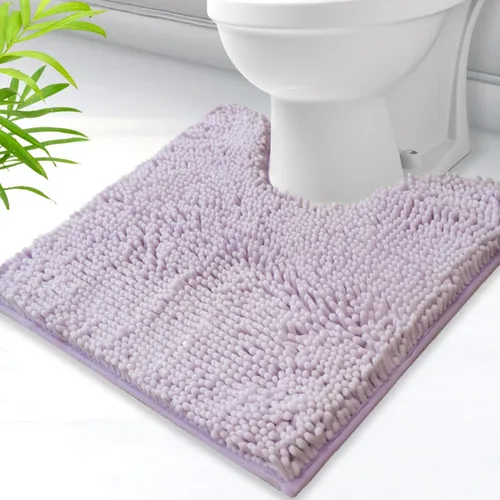 Vista 31 de Alfombras de baño en forma de U, alfombras de baño de felpilla súper absorbentes y respaldo antideslizante de PVC fuerte para inodoros, lavables a