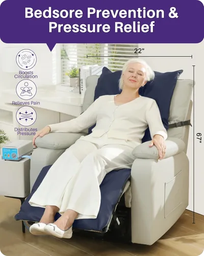 Vista 4 de Kekoy Almohadilla de colchón de presión de aire alterna para cama y silla reclinable, diseño antideslizante mejorado, cojín de alivio de presión
