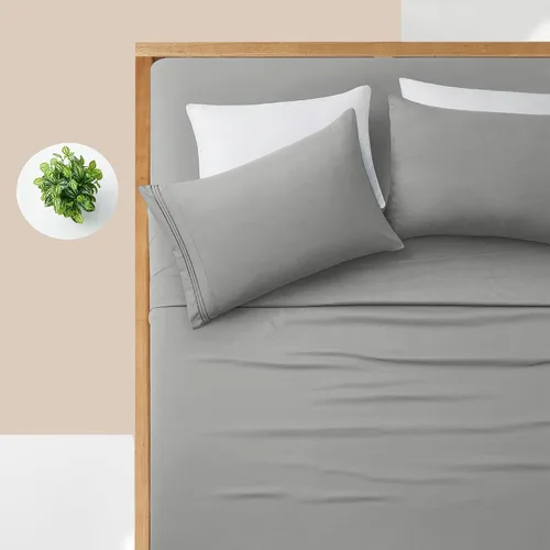 Vista 127 de Manyshofu Juego de sábanas de tamaño individual con bolsillos extra profundos, sábanas y fundas de almohada de 1800 hilos de lujo para hotel, juego