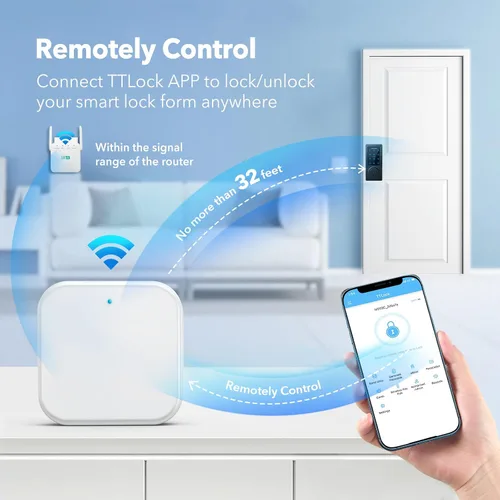 Vista 5 de Puerta de enlace inteligente Wi-Fi, concentrador G2 para entrada sin llave, control remoto y administración de cerrojo Bluetooth con aplicación