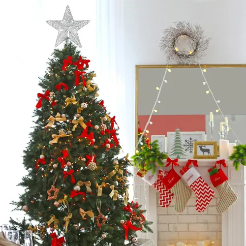 Vista 3 de KESYOO Decoración de árbol de Navidad con purpurina exquisita estrella de hierro, adorno de metal para árbol de Navidad para el hogar, bar