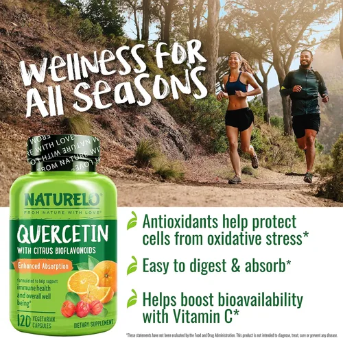 Vista 6 de NATURELO Complejo bioflavonoide cítrico de quercetina con absorción mejorada - 120 cápsulas vegetarianas