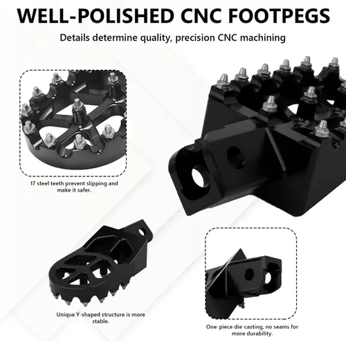 Vista 2 de AnXin Reposapiés de Motocicleta Universal CNC para CRF XR CR 50-125cc CT200U Mini Bike SSR Apollo RFZ TaoTao Lifan Kayo Coolster Pit Bike - Negro