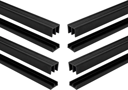 Vista 11 de Riel de puerta corredera de panel de 1/4 pulgadas, juego superior e inferior de plástico negro de 48 pulgadas, fabricado en EE. UU., paquete de 1