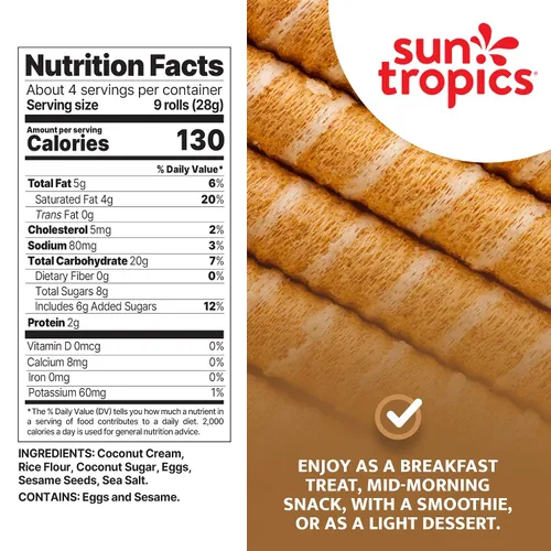 Vista 2 de Sun Tropics, Coco Rolls Original, 4 onzas