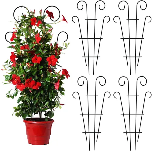 Vista 8 de Mklsit Paquete de 4 Enrejados de Plantas de 23'' para Plantas Trepadoras en Macetas de Interior y Exterior, Enrejado de Jardín de Metal para Plantas