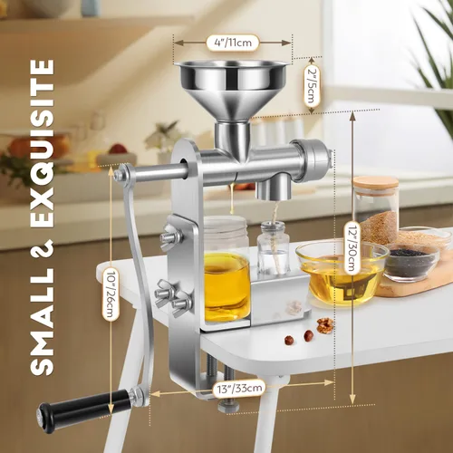 Vista 4 de Máquina manual de prensa de aceite frío Extractor de aceite doméstico Expulsor de nueces de maní y aceite de semilla para prensa física y expulsión
