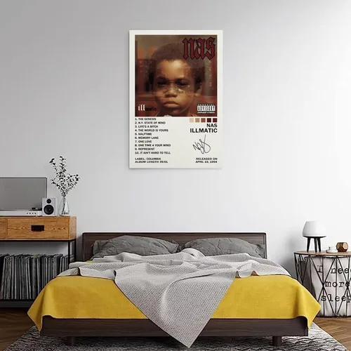 Vista 3 de Illmatic - Póster en lienzo para decoración de dormitorio, 08 x 12 pulgadas Estilo de marco