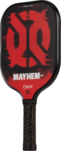 Vista 8 de Onix Mayhem Patented ThermoFused Technology Carbon Fiber Power Frame Polypropylene Honeycomb Core Performance Power and Control Pickleball Paddle