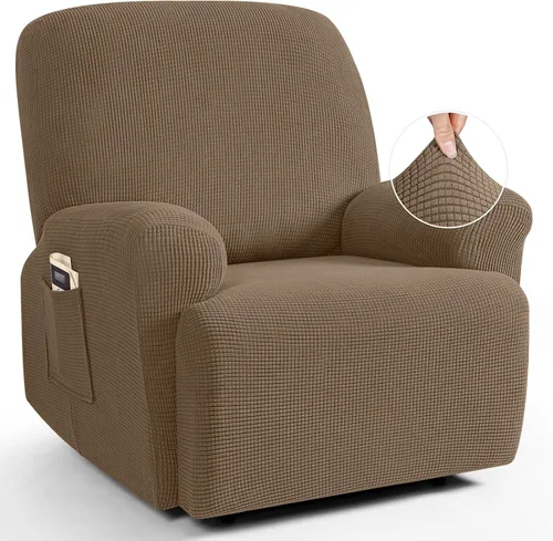 Vista 15 de TAOCOCO Funda reclinable de 4 piezas, funda elástica para sofá reclinable de 4 piezas, funda reclinable con 1 asiento, protector de sofá suave