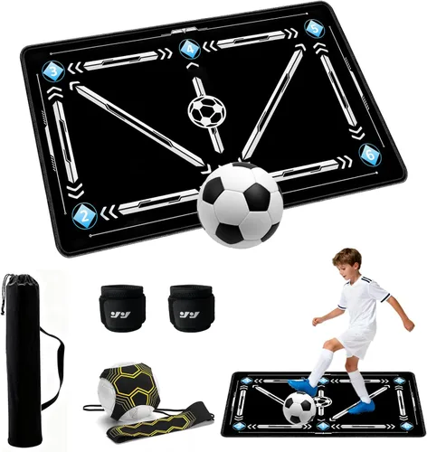 Vista 8 de Equipo de entrenamiento de fútbol, tapete de entrenamiento de fútbol de 35 x 24 pulgadas, tapete de entrenamiento de pasos de fútbol para juego