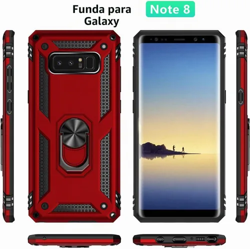 Vista 9 de Carcasa de grado militar para Samsung Galaxy Note 8, anillo giratorio de metal 360, soporte de soporte magnético integrado para montaje en coche, a