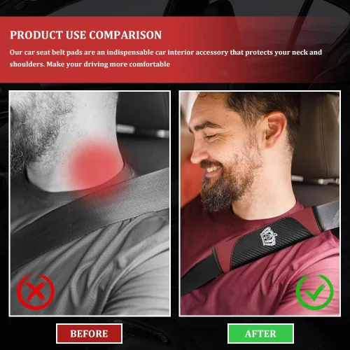 Vista 4 de Funda para cinturón de seguridad de automóvil, protector de cinturón de seguridad, almohadilla de arnés suave de cuero transpirable que protege tu