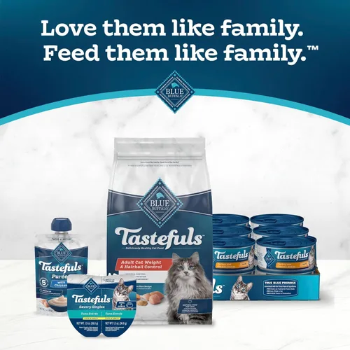 Vista 9 de Blue Buffalo Tastefuls Weight & Hairball Control Alimento seco natural para gatos adultos, bolsa resellable de 3 libras