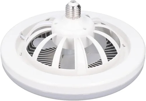 Vista 5 de Industrial Wall Lamp with Socket Fan Bulb, Bladeless 3-Speed Adjustable Fan Sconce, Swing Arm Dimming Led Lighting for Garage, Closet, Kitchen, Gold