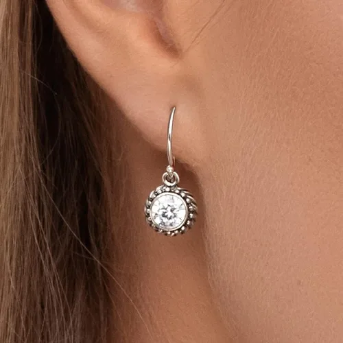 Vista 2 de JEAN RACHEL JEWELRY Aretes colgantes de plata de ley 925 para mujer, diseño vintage de cuerda con circonita cúbica, hipoalergénicos, sin plomo ni