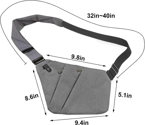 Vista 2 de BIMHHUSE Bolso bandolera ligero y delgado en el pecho, resistente al agua, antirrobo, bolso cruzado para hombres y mujeres