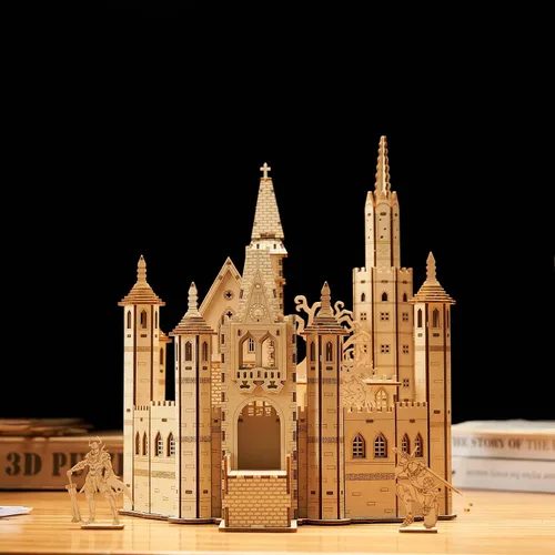 Vista 3 de Rompecabezas de madera 3D Knight Creed: Lost Castle Models, rompecabezas y rompecabezas para Navidad/cumpleaños, regalos para adultos y adolescentes